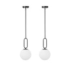 Modern Black Globe Pendant Light Milky White Globe Glass Shade 2 Pack Adjustable Rods Hanging Ceiling Light Fixtures for Kitchen Island Living Room - color: Black 2 Pack-Adjustable Rods