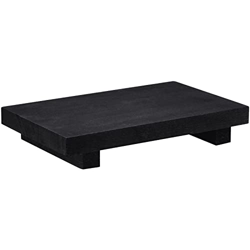 Nuogo Wood Riser Tray Soap, Stand Soap Tray for Kitchen Sink, Wood Pedestal for Kitchen Counter Sink Stand Decorative Rustic Bathroom Dishes Plant Bottles Candles Display(9 x 6 Inch,Black) - color: Black, size: 9 x 6 Inch