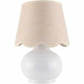 Benton Ceramic Table Lamp with Fabric Shade – 13" Bedside Accent Lamp for Bedroom, Living Room & Nightstand (Beige Cream) - color: Beige Cream