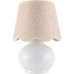 Benton Ceramic Table Lamp with Fabric Shade – 13" Bedside Accent Lamp for Bedroom, Living Room & Nightstand (Beige Cream) - color: Beige Cream