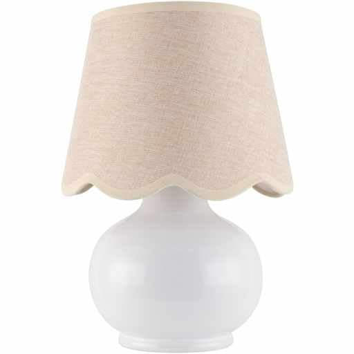 Benton Ceramic Table Lamp with Fabric Shade – 13" Bedside Accent Lamp for Bedroom, Living Room & Nightstand (Beige Cream) - color: Beige Cream