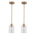 Brass Pendant Lights Kitchen Island,Modern Farmhouse Clear Glass Pendant Light,Gold Light Fixture Kitchen Pendant Mini Hanging Light Fixture for Sink (Brass 2 Pack stem Rod) - color: brass 2 pack stem rod