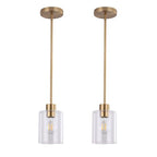 Brass Pendant Lights Kitchen Island,Modern Farmhouse Clear Glass Pendant Light,Gold Light Fixture Kitchen Pendant Mini Hanging Light Fixture for Sink (Brass 2 Pack stem Rod) - color: brass 2 pack stem rod
