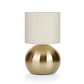 Modern Golden Small Table Lamp with Cotton Linen Shade, 6.2×6.2×10.4 inch LED Desk Light, One-Button Switch for Bedroom, Living Room, Nightstand, Includes Warm Light Bulb - color: Golden, size: Pack of 1