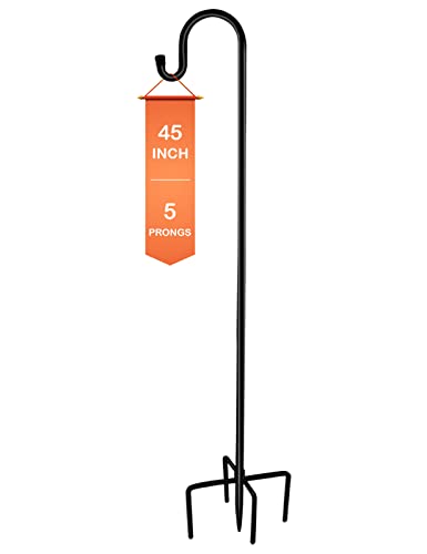 Ottsuls Bird Feeder Pole, 45 INCH Heavy Duty Shepherds Hooks for Outdoor with 5 Prong Base, Adjustable Stand Hanger for Garden Plant, Hummingbird Feeder, Lantern, Hanging Wedding Decor (1 Pack) - size: 45 INCH, style: A-1 Pack