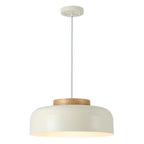 Modern Large Pendant Light, 17.7 inch,Cream Lampshade,Natural Wood,Simple Chandelier for Dining Room,Kitchen Table