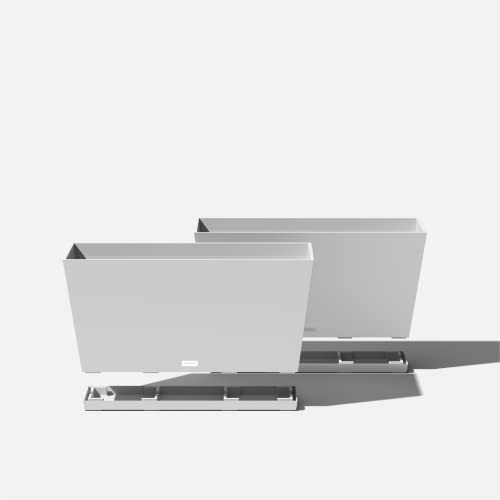 Veradek Midori Long Trough Planter (White, 31 inch - 2 Pack with 2 Saucer Trays) - color: White, size: 31 inch - 2 pack with saucers