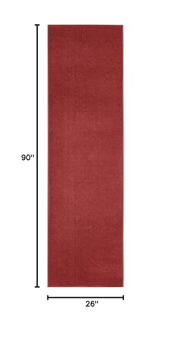 Nourison Home Nourison Essentials Brick Red 2'2" x 7'6" Area Rug - Easy Clean, Non Shedding, Bed Room, Living Room, Dining Room, Kitchen (8' Runner) - color: Brick Red, size: 2'2" x 7'6" (Runner)