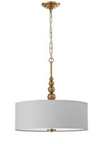 Shrine Lighting Drum Chandeliers, Farmhouse Style, Perfect Drum Pendant Light for Dining Room, D20'' x H8'', Adjustable Chains 59'', E26*3 Sockets, White Linen Fabric Lampshade & Gold Rod - color: Gold Rod&White Shade D20''