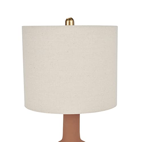 Nourison Home 22" Terracotta Orange Ceramic Table Lamp with Oatmeal Linen Shade for Modern Farmhouse, Bedside Lamp, Living Room Lamp, Small Accent Lamp for Dining Room - color: Terracotta