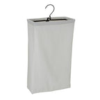 Household Essentials Door Hanging Laundry Bag in Washable Canvas with Loop Handle, White with Black Trim - color: White/Black