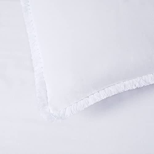 Boho Pillow Shams White Fringed Standard Set of 2 Tassel Pillowcases Cotton Decorative Tufted Moroccan 2 Pack Bohemian 20×26 - color: White, size: 20" x 26" (Pack of 2)