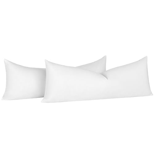 basic home Hotel-Style Goose Feather Body Pillow Insert for Sofa & Bed - 100% Odorless & Plump Cushion Filler - 233TC Cotton with Inner Liner to Prevent Poking (14x36 Inch) - size: 14x36