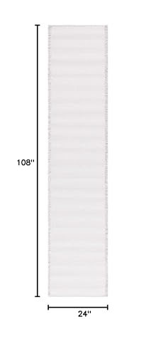 SAFAVIEH Augustine Collection Runner Rug - 2' x 9', Ivory & Grey, Cotton Stripe Fringe Design, Non-Shedding & Easy Care, Ideal for High Traffic Areas in Living Room, Bedroom (AGT501F) - color: Ivory/Grey, size: 2' x 9' (Runner)