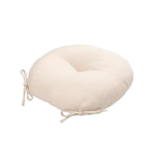 Bistro Chair Cushions 18 inch,Set of 2,Tufted Round Chair Cushions with Ties,18"x18"x4",Water Resistant Round Seat Cushion for Barstool Chairs,Patio Garden Kitchen Outdoor Furniture(Antique Beige) - color: Antique Beige, size: 18 x 18-Inch
