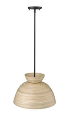 ML Lighting | Jaycen Collection | 48001-MB | 1 Light Pendant in Matte Black Finish with Nature Bamboo Nature Shade | Perfect for Kitchens, Dining Rooms, Living Rooms, Entryways, Hallways - color: Matte Black
