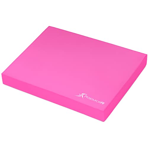 ProsourceFit Exercise Balance Pad, Non-Slip Cushioned Foam Mat & Knee Pad for Fitness and Stability Training, Yoga, Physical Therapy - color: Pink, size: XL - (18.75" x 15")