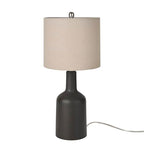 Nourison Home 22" Black Ceramic Table Lamp with Oatmeal Linen Shade for Modern Farmhouse, Bedside Lamp, Living Room Lamp, Small Accent Lamp for Dining Room - color: Black