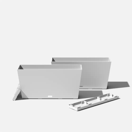 Veradek Midori Long Trough Planter (White, 31 inch - 2 Pack with 2 Saucer Trays) - color: White, size: 31 inch - 2 pack with saucers