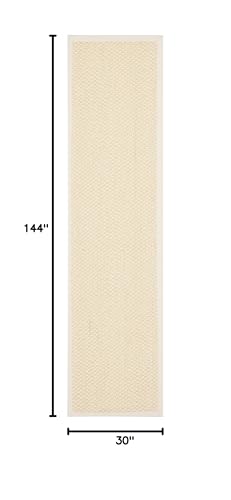 SAFAVIEH Natural Fiber Collection Runner Rug - 2'6" x 12', Cream, Sisal, Woven Design with Border (NF525A) - color: Creme, size: 2'6" x 12' (Runner)