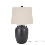 Nourison Home 24" Black Farmhouse Ceramic Pottery Jug Table Lamp for Bedside Table, Living Room, Office, Entryway - color: Black