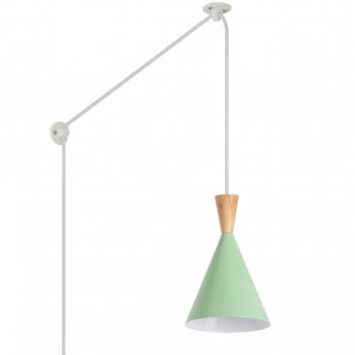DEC LUCE DECOLUCE LIGHTING Modern Plug in Pendant Light Kitchen, Adjustable Hanging Lamps Plug into Wall Outlet for Dining Room, Bedroom, Living Room, Contemporary Wall Décor(Pastel Green) - size: funnel pendant light pastel green