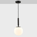 DIRYZON Modern Globe Pendant Lighting for Kitchen Island Black Hanging Ceiling Light Dining Pendant Chandelier Fixture with 7.9 Inches Milky White Frosted Lampshade - color: Black, size: 8 Inch-Hardwired