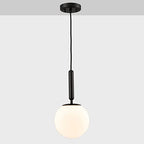 DIRYZON Modern Globe Pendant Lighting for Kitchen Island Black Hanging Ceiling Light Dining Pendant Chandelier Fixture with 7.9 Inches Milky White Frosted Lampshade - color: Black, size: 8 Inch-Hardwired