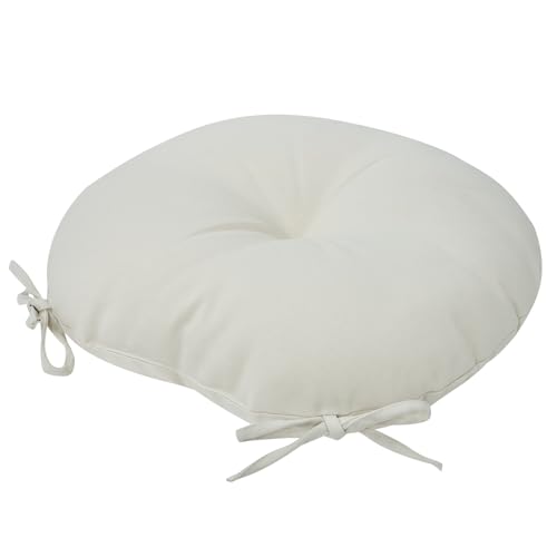 Bistro Chair Cushions 15 inch,Set of 2,Tufted Round Chair Cushions with Ties,15"x15"x4",Water Resistant Round Seat Cushion for Barstool Chairs,Patio Garden Kitchen Outdoor Furniture(Cream White) - color: Cream White, size: 15"x15"