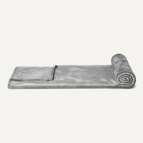 Amazon Basics Soft Fleece Throw Blanket, Ultra-Soft Flannel Fleece Microfiber, Warm Cozy for Couch Sofa Bedroom, Fade-Resistant, 50 x 60 Inches, Gray - color: Dark Grey, size: 50 x 60 inches