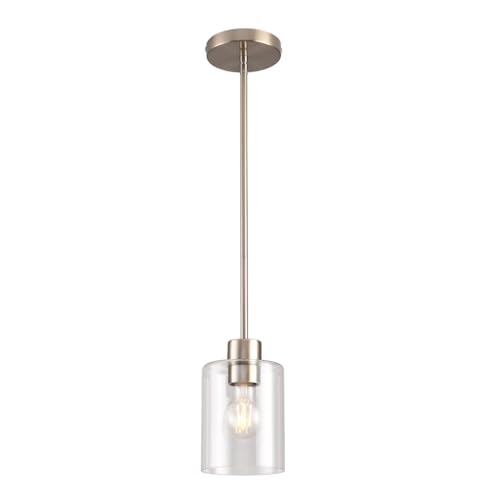 Brushed Nickel Pendant Lights,Modern Farmhouse Pendant Light,Light Fixture Kitchen Pendant Mini Hanging Light for Sink Island,Adjustable Height,Home Décor Lighting(Brushed Nickel 1 pack Stem Rod) - color: Brushed Nickel 1 pack Stem Rod