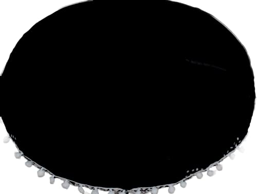 ICC 32 Inch Floor Pillows & Cushion Covers, Decorative Hippie Mandala Pouf Pillow Cover Bohemian Seating Meditation Cushion Cover, Large Boho Ottoman Case Pillowcase for Couch Round (Black Flower) - size: 32" x 32" (Pack of 1), style: Black Flower