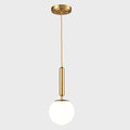 DIRYZON EUL Mid Century Modern Globe Pendant Light Opal Glass Hanging Light Fixture Gold Finish - color: Gold, size: 6 Inch-Hardwired
