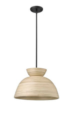 ML Lighting | Jaycen Collection | 48001-MB | 1 Light Pendant in Matte Black Finish with Nature Bamboo Nature Shade | Perfect for Kitchens, Dining Rooms, Living Rooms, Entryways, Hallways - color: Matte Black