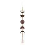 Moon Phase Wall Decor, 30 Inch Wood Beaded Wall Hanging with Tassel, Boho Moon Decor for Bedroom Above Bed, Living Room, Office, Dorm