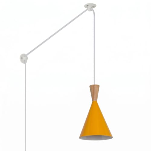 DEC LUCE DECOLUCE LIGHTING Modern Plug in Pendant Light Kitchen, Adjustable Hanging Lamps Plug into Wall Outlet for Dining Room, Bedroom, Living Room, Contemporary Wall Décor(Melon Yellow) - size: funnel pendant light melon yellow