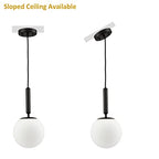 DIRYZON Modern Globe Pendant Lighting for Kitchen Island Black Hanging Ceiling Light Dining Pendant Chandelier Fixture with 7.9 Inches Milky White Frosted Lampshade - color: Black, size: 8 Inch-Hardwired