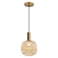 BOKT Modern Large Amber Glass Globe Pendant Light Fixture Brushed Brass Gold Kitchen Island Pendant Lighting Farmhouse Single 1-Light Spherical Ceiling Hanging Pendant Light (Amber) - color: Amber