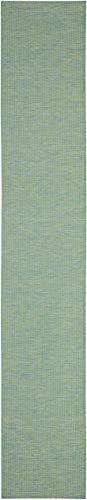 Nourison Home Positano Blue Green 2'2" x 10' Area Rug - Easy Clean, Non Shedding, Bed Room, Living Room, Dining Room, Kitchen (10' Runner) - color: Blue/Green, size: 2'2" x 10' (Runner)