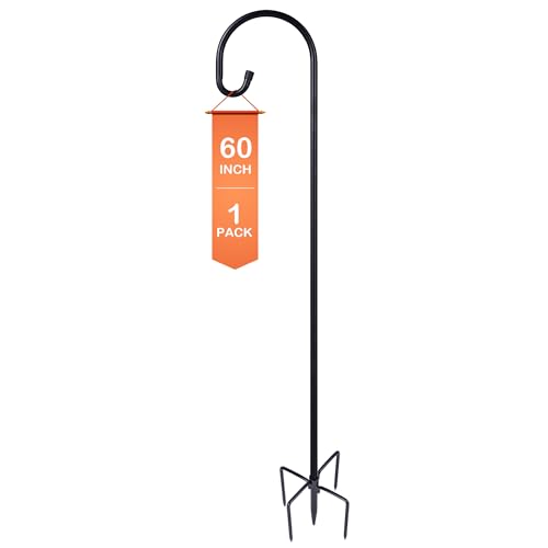 Ottsuls Shepherd-Hooks Adjustable for Bird-Feeder Lantern Plant-Hook Garden-Stake - Plant Stand Hanger for Outdoor Flower Basket, Bird Feeder Hanger Weddings Décor - size: 60 Inch, style: B-1 Pack