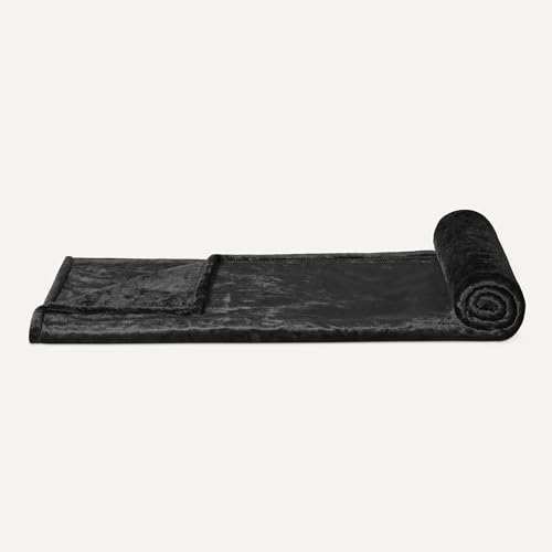 Amazon Basics Soft Fleece Throw Blanket, Cozy Microfiber, Feels Comfortable on Skin, Fade-Resistant, Warm for Couch & Sofa, 50 x 60 Inches, Black - color: Black, size: 50 x 60 inches