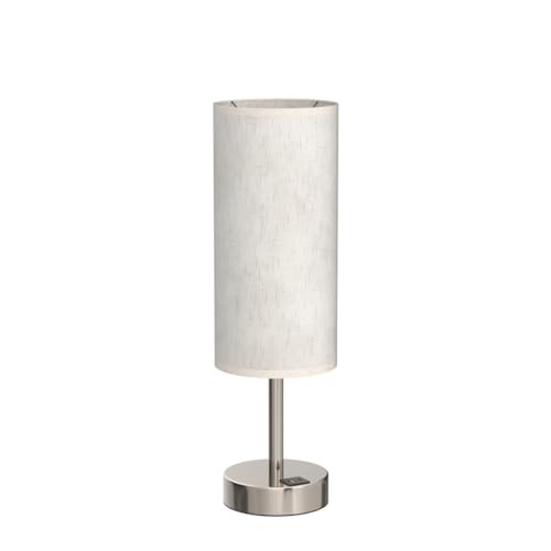 Dicoool Touch Table Lamp for Bedroom, 3 Way Dimmable Bedside Lamp with USB C & A Charging Ports - Small Desk Lamp for Dorm Room, College, Kids, Office, Living Room, White - color: Light Beige-Silver Metal, size: 14in