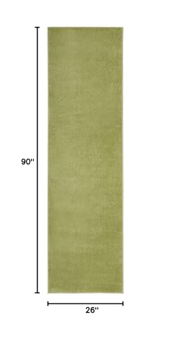 Nourison Home Nourison Essentials Green 2'2" x 7'6" Area Rug - Easy Clean, Non Shedding, Bed Room, Living Room, Dining Room, Kitchen (8' Runner) - color: Green, size: 2'2" x 7'6" (Runner)