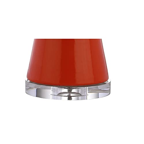 JONATHAN Y 28.5" Coral Ceramic Table Lamp for Living Room Bedroom Nightstand, Modern Hourglass LED Bedside Lamp with Crystal Base and Linen Shade (JYL4027C) - color: Coral