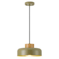 Mid-Century Modern Pendant Light,12.6" Natural Wood & Olive Green Metal Shade,Adjustable Kitchen Island Dining Room Lighting Fixture - color: Olive Green, size: 12.6 inches