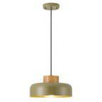 Mid-Century Modern Pendant Light,12.6" Natural Wood & Olive Green Metal Shade,Adjustable Kitchen Island Dining Room Lighting Fixture - color: Olive Green, size: 12.6 inches