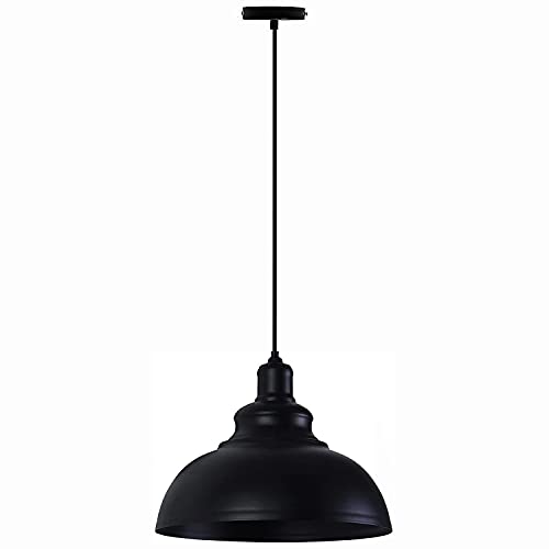 Lightess Black Pendant Light Dimmable, Industrial Hanging Lights Metal Barn Farmhouse Kitchen Lighting Edison Ceiling Mount Fixture, OLL466 - color: Corded
