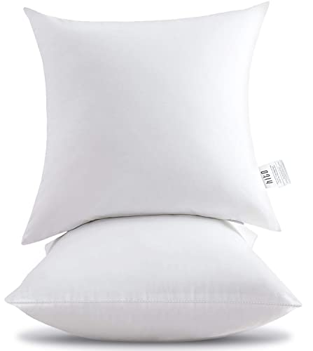 HITO 16x16 Pillow Inserts (Set of 2)- 100% Cotton Covering Down Alternative Throw Pillows White for Couch Bed Sofa - size: 16x16 Inch (Pack of 2)