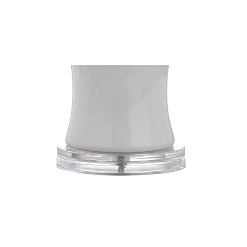 JONATHAN Y 26.5" White Ceramic Table Lamp for Living Room, Bedroom Nightstand, White Linen Drum Shade, Bamboo Design Modern Bedside Desk Lamp with LED Bulb Included (JYL3015C) - color: White