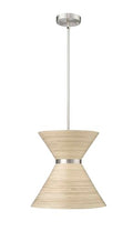 ML Lighting | Jaycen Collection | 47001-BN | 1 Light Pendant in Brushed Nickel Finish with Nature Bamboo Nature Shade | Perfect for Kitchens, Dining Rooms, Living Rooms, Entryways, Hallways - color: Brushed Nickel